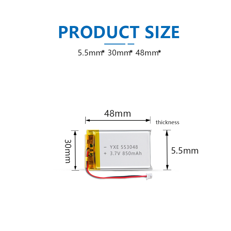 3.7 V Li-ion Battery 553048-850mah